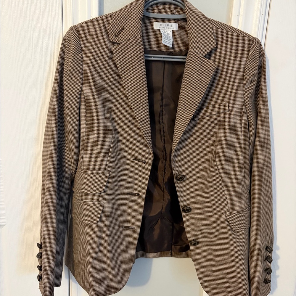 ALFRED SUNG Brown Houndstooth Women’s Blazer Size XS Petite